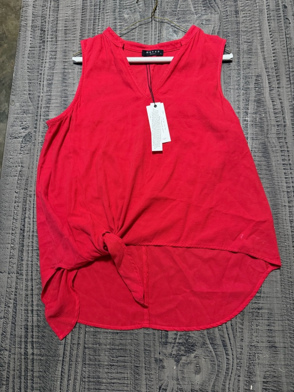Maven West Bright Red Sleeveless Knot-Front Camisole
